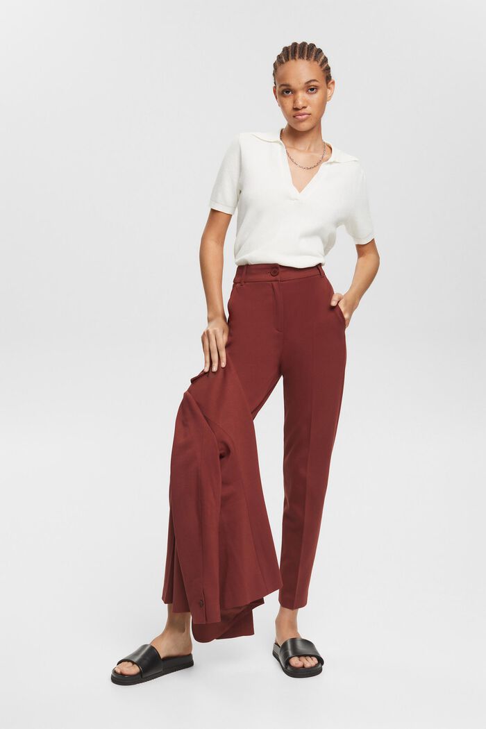 Jersey trousers with pressed pleats