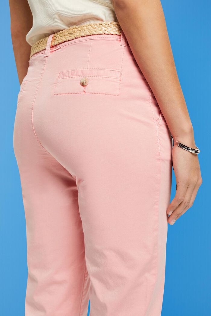 Lightweight stretch chinos with belt, PINK, detail image number 2