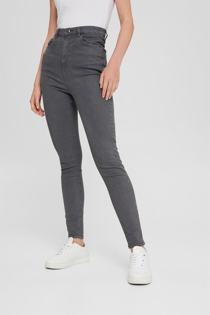 Super high-rise jeans with organic cotton, GUNMETAL, detail image number 0