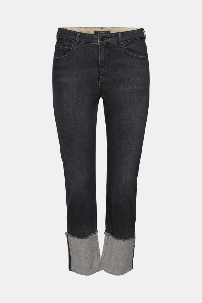 Jeans with wide turn-ups, organic cotton, GREY DARK WASHED, overview