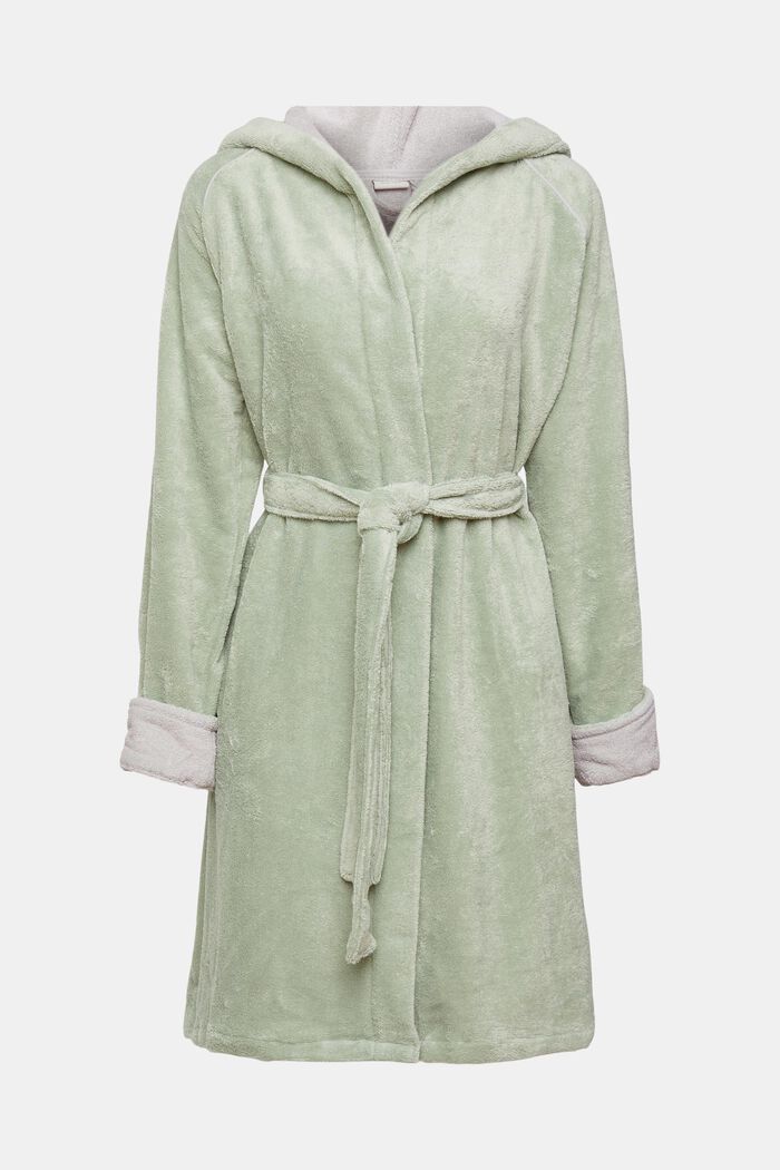 Terry cloth bathrobe with hood, SOFT GREEN, detail image number 5