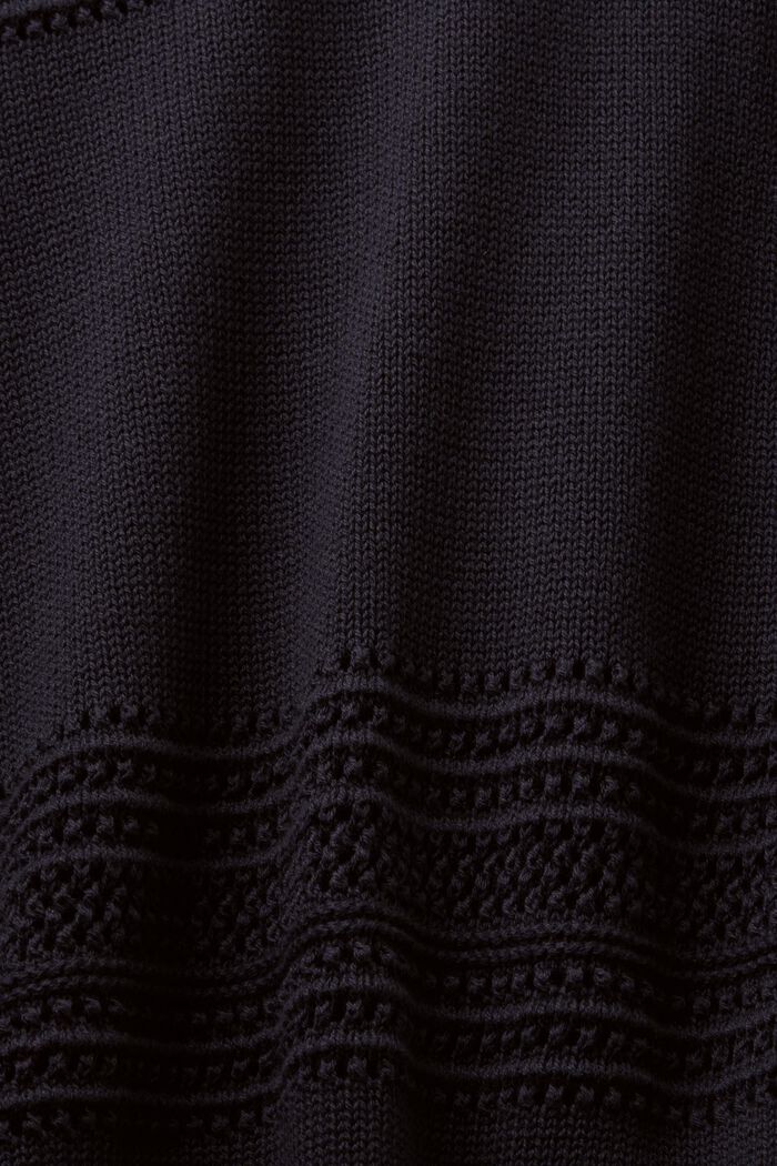 Crewneck Open-Knit Sweater, BLACK, detail image number 4
