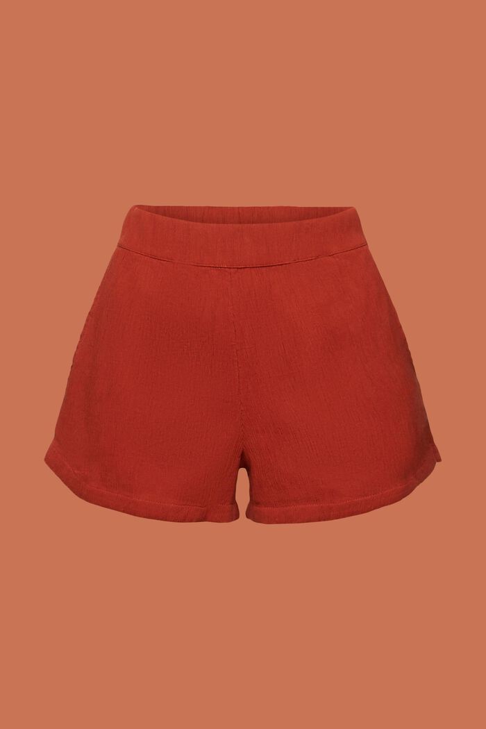 Crinkled Cotton Pull On Shorts, TERRACOTTA, detail image number 6