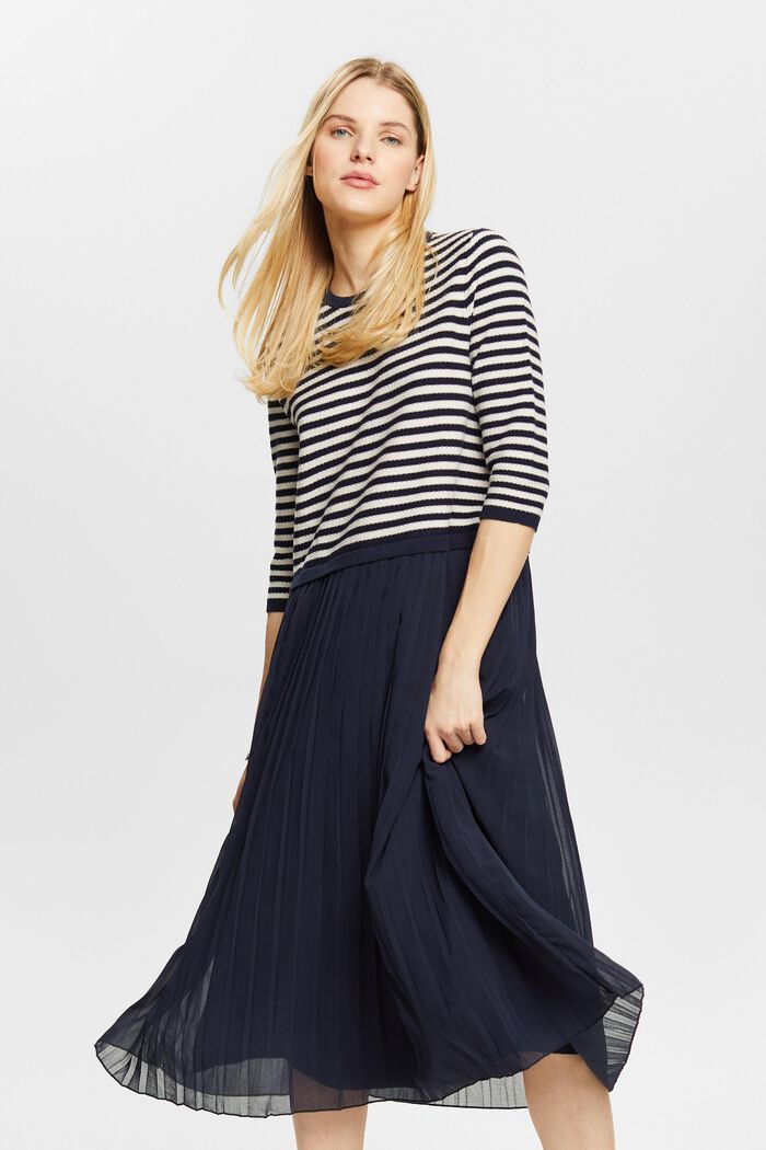 Layered look midi dress, NAVY BLUE, detail image number 0
