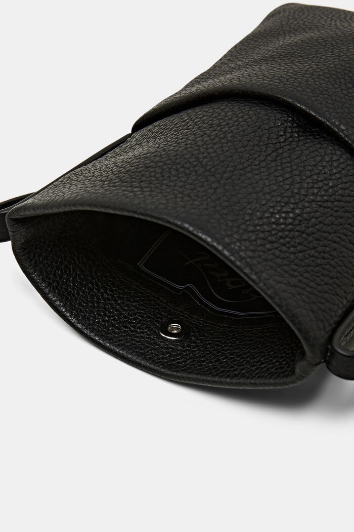 Leather phone sleeve, BLACK, detail image number 3