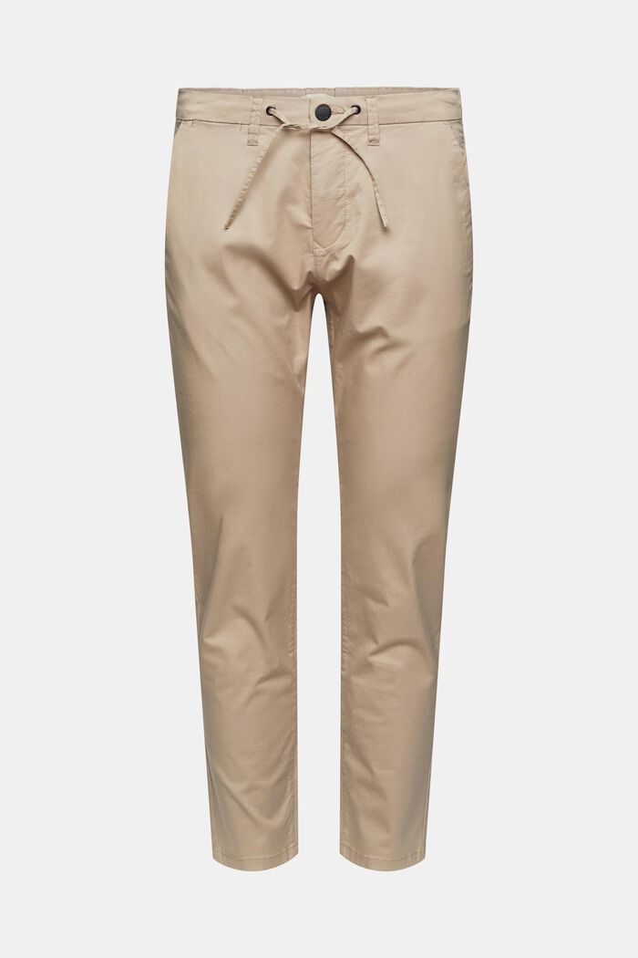 Cropped trousers with organic cotton and COOLMAX®, LIGHT BEIGE, detail image number 6
