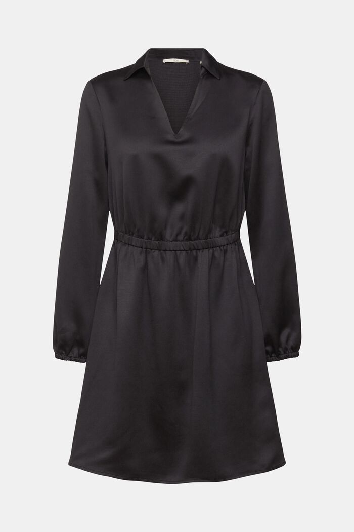 Polo collar mini dress, BLACK, detail image number 6