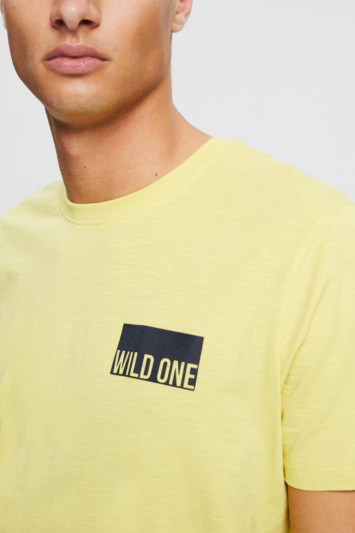 Jersey T-shirt with a print on the chest, YELLOW, detail image number 1