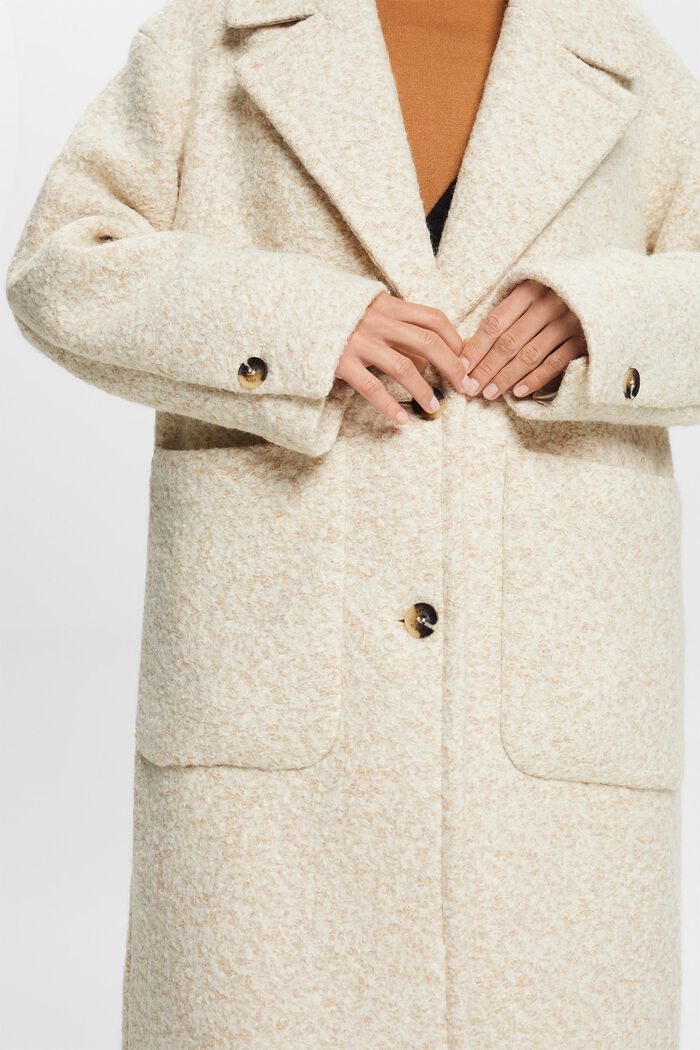 Curly Wool-Blend Coat, SAND, detail image number 1