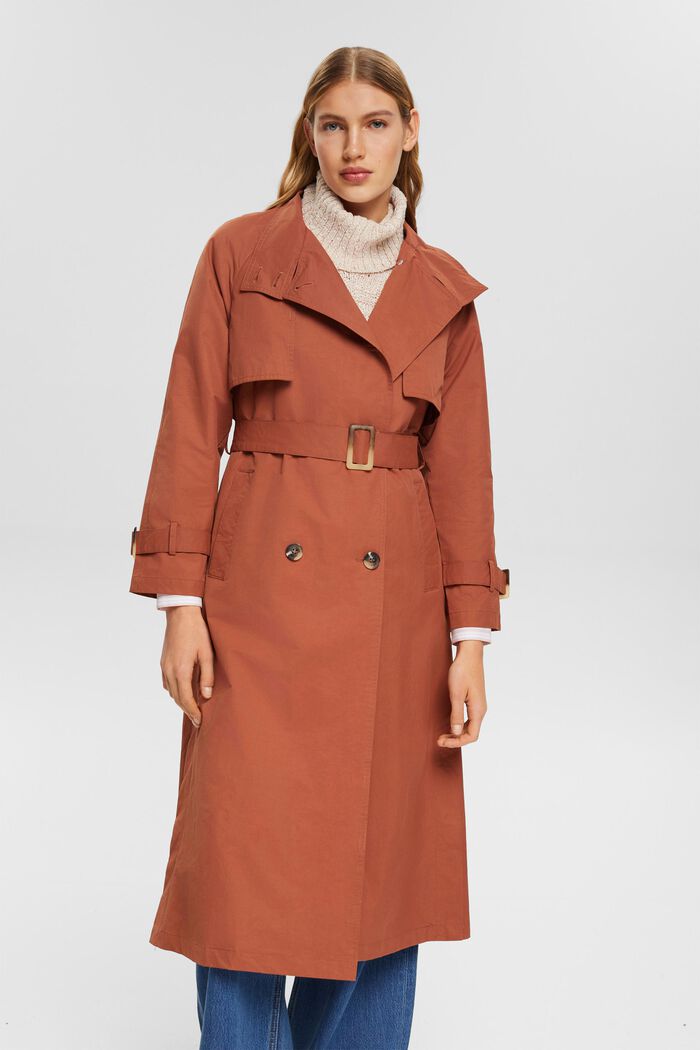 Trench coat with belt, RUST BROWN, detail image number 0