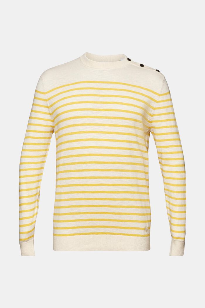 Striped Cotton-Linen Sweater, SUNFLOWER YELLOW, detail image number 6