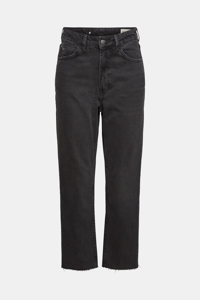 High-rise jeans with cropped leg, BLACK DARK WASHED, overview
