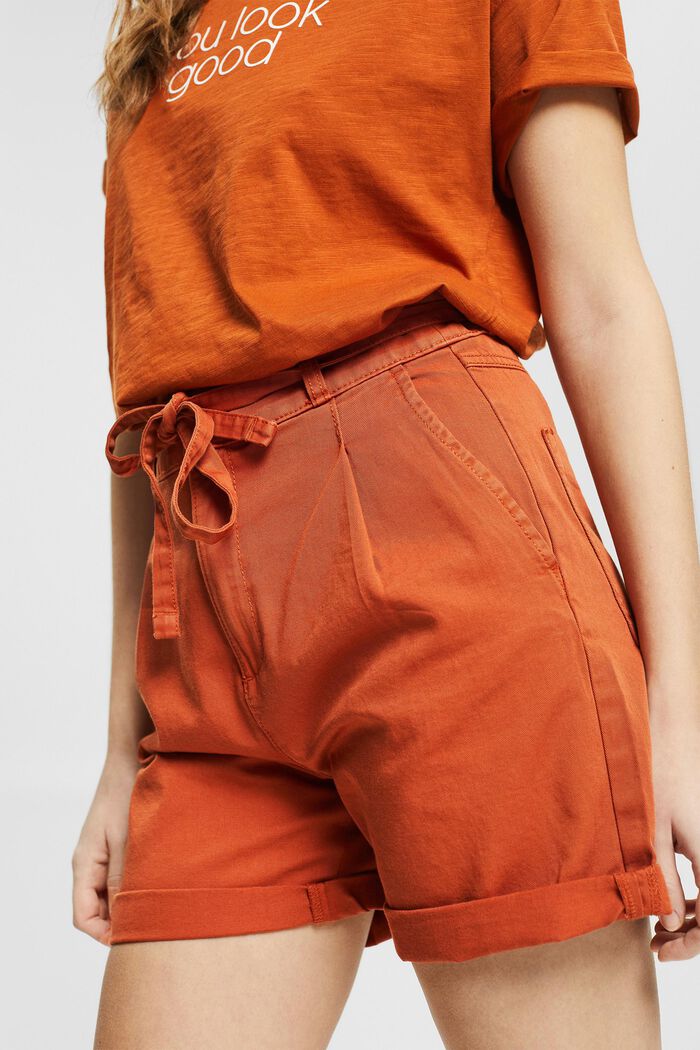 Shorts with a tie-around belt, organic cotton, TOFFEE, detail image number 2