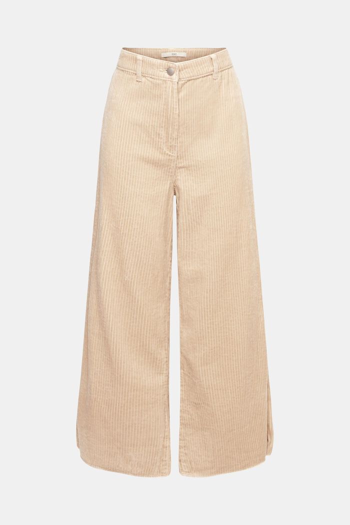 Cropped wide leg corduroy trousers, BEIGE, detail image number 2