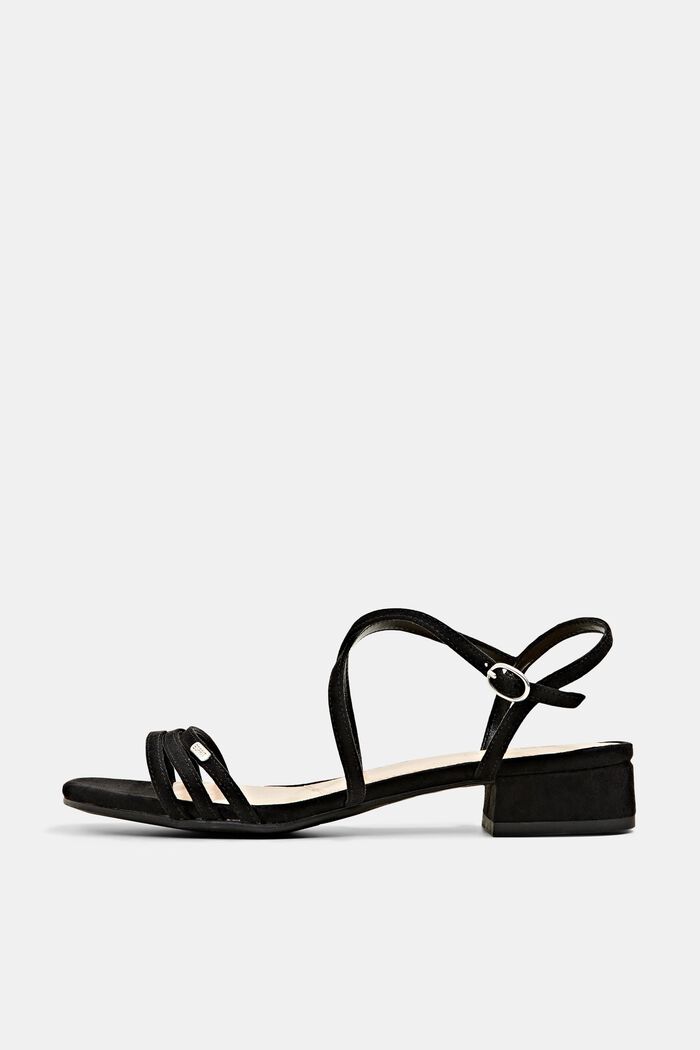 Strappy sandals in faux suede, BLACK, detail image number 0
