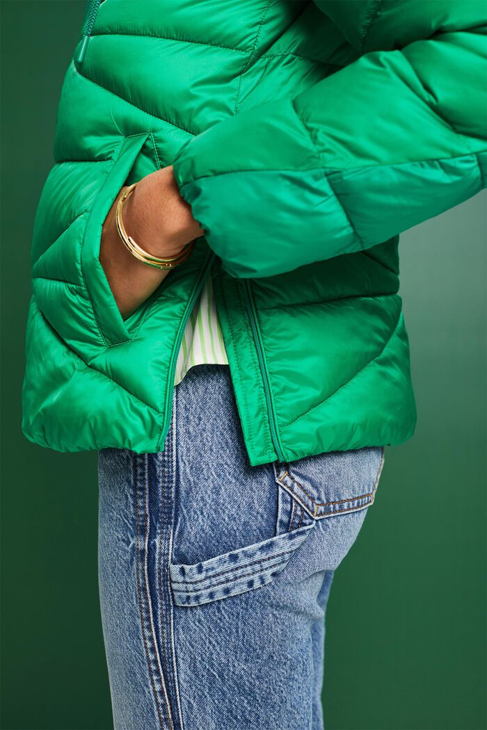 Padded Hooded Jacket, GREEN, detail image number 3