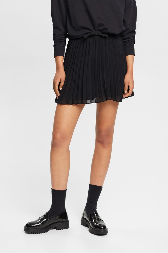 Pleated mini skirt, BLACK, detail image number 0