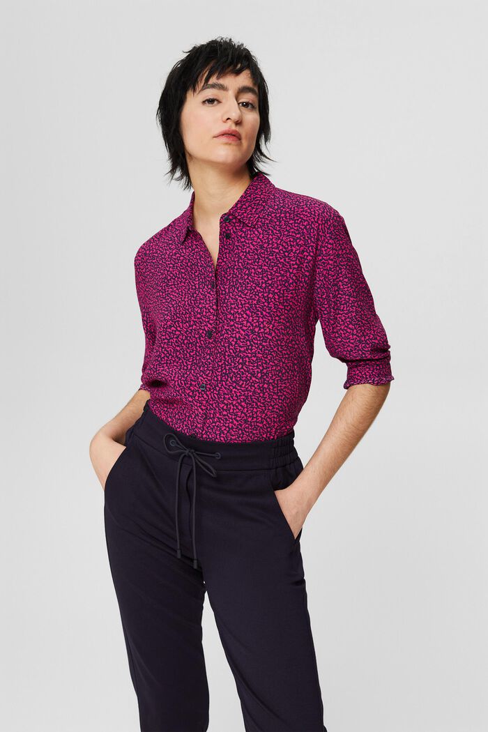 Patterned print blouse made of LENZING™ ECOVERO™, DARK PINK, detail image number 5