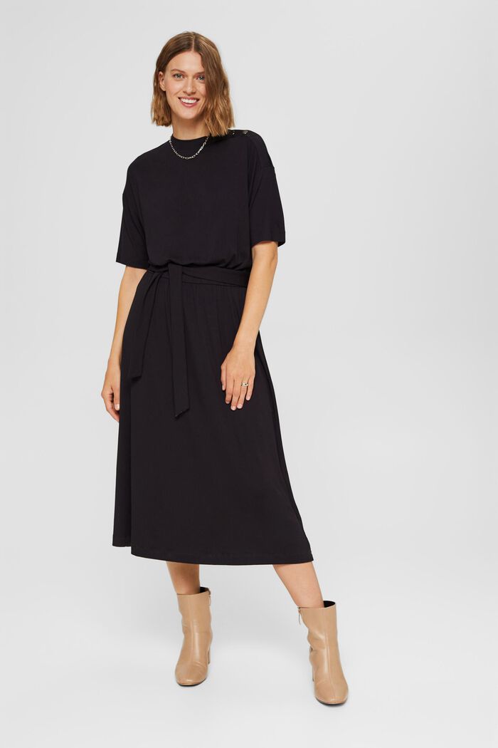 Jersey midi dress made of LENZING™ ECOVERO™, BLACK, detail image number 1