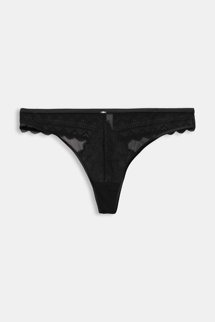 Recycled: hipster thong with lace, BLACK, detail image number 3