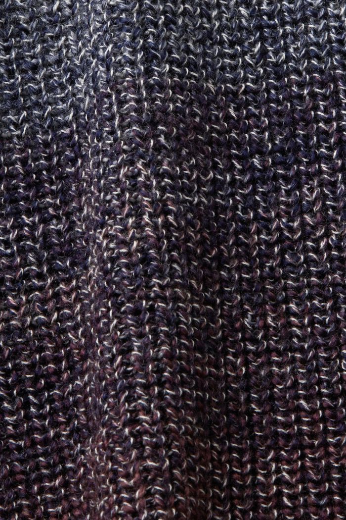Gradient Open-Knit Mockneck Sweater, AUBERGINE, detail image number 6