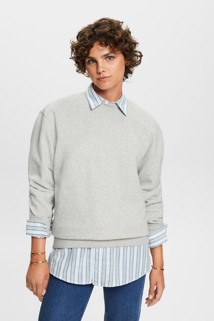 Cotton Blend Pullover Sweatshirt, LIGHT GREY, detail image number 0