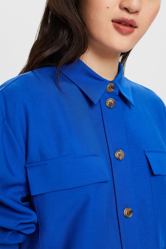 Oversized Button-Up Shirt, BRIGHT BLUE, detail image number 3