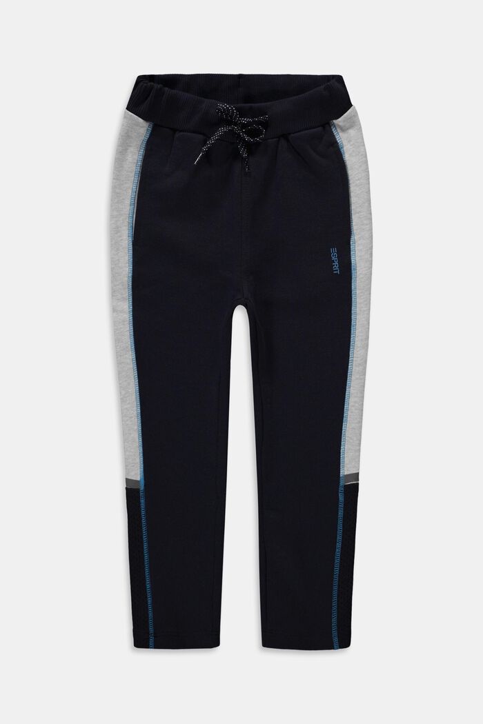 Material mix tracksuit bottoms, 100% cotton, NAVY, detail image number 0
