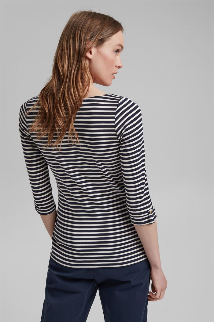 Striped long sleeve top made of 100% organic cotton, NAVY, detail image number 3
