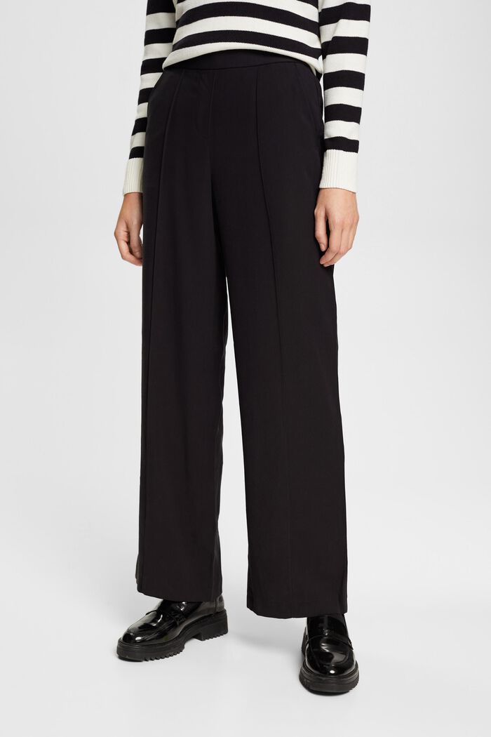 Wide leg trousers, LENZING™ ECOVERO™, BLACK, detail image number 0