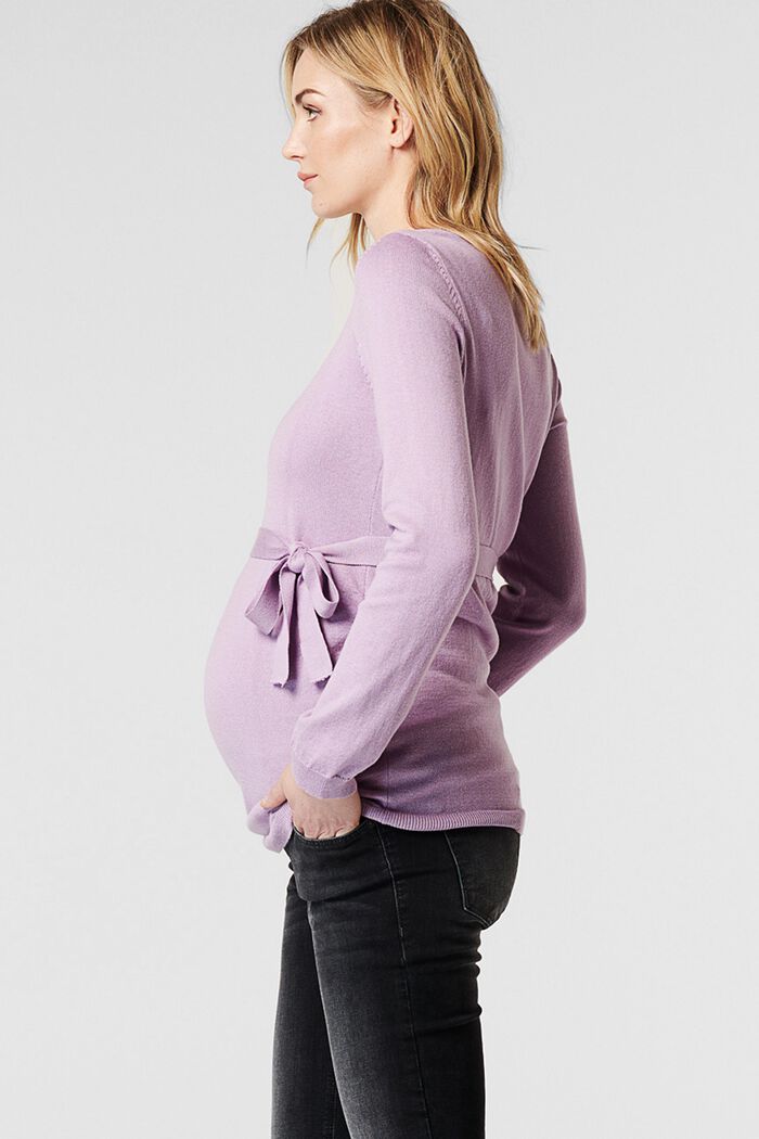 Fine knit jumper with organic cotton, PALE PURPLE, detail image number 3