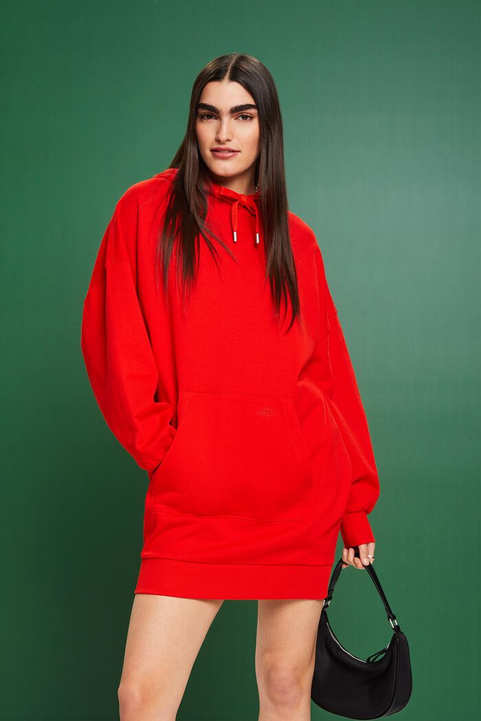 Hooded Oversized Sweat Dress, RED, detail image number 0