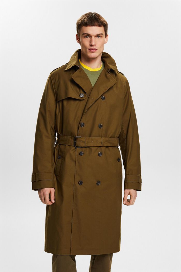 Belted Trench Coat, KHAKI GREEN, detail image number 0