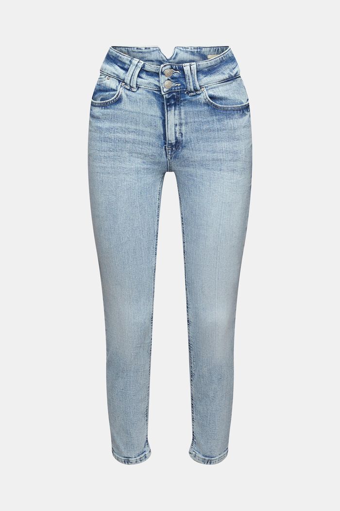 Stretch cotton jeans, BLUE BLEACHED, overview