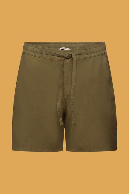 Smocked-Waist Twill Shorts