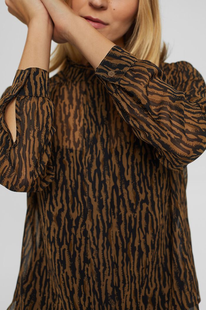 Chiffon blouse with an animal print and a top, CAMEL, detail image number 2