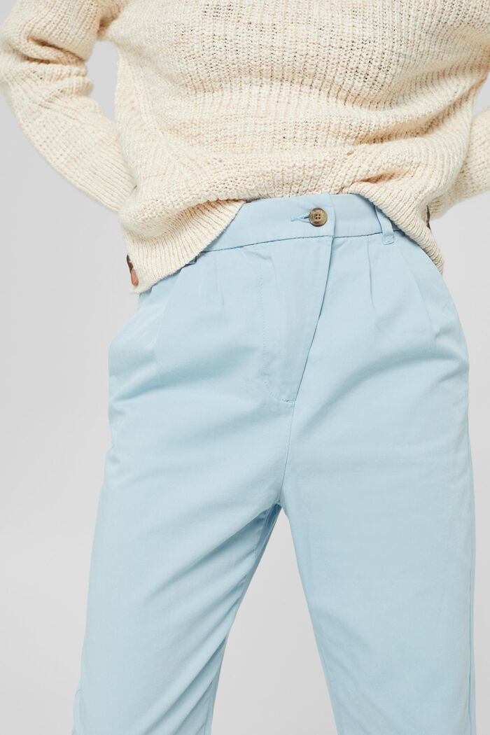 Pima Cotton High-Rise Straight Leg Chino Pants, GREY BLUE, detail image number 0
