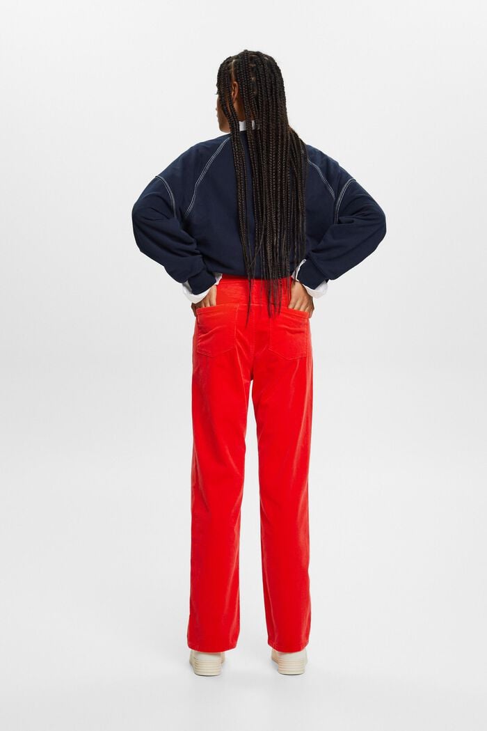 High-Rise Straight Fit Corduroy Trousers, RED, detail image number 3