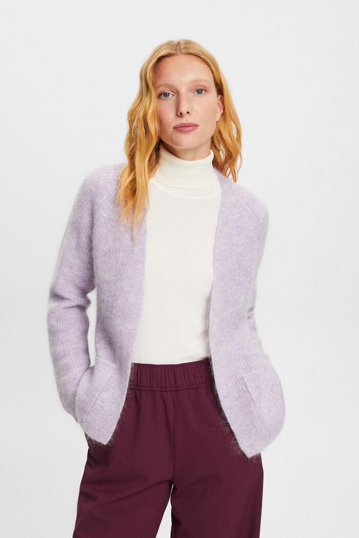 Open-Front Rib-Knit Cardigan, LAVENDER, detail image number 2