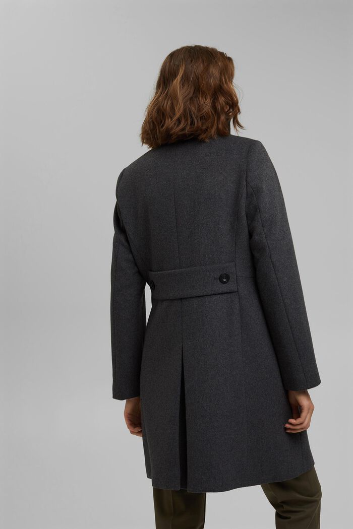 Made of blended wool: Coat with a stand-up collar, ANTHRACITE, detail image number 3