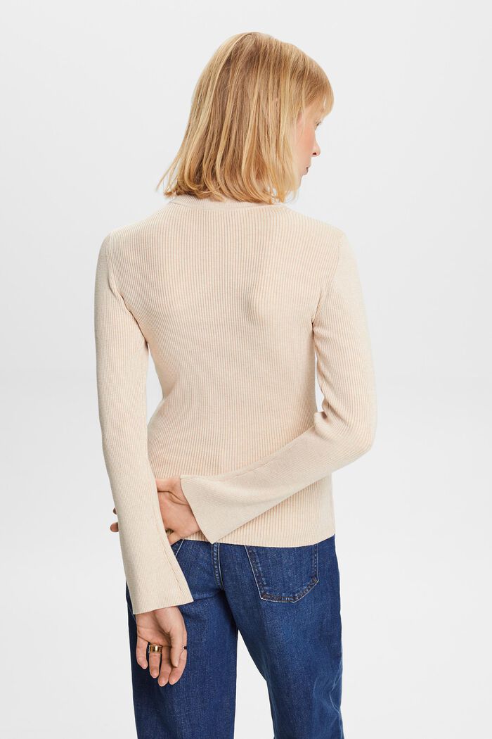 Rib-Knit Mock Neck Sweater, DUSTY NUDE, detail image number 4