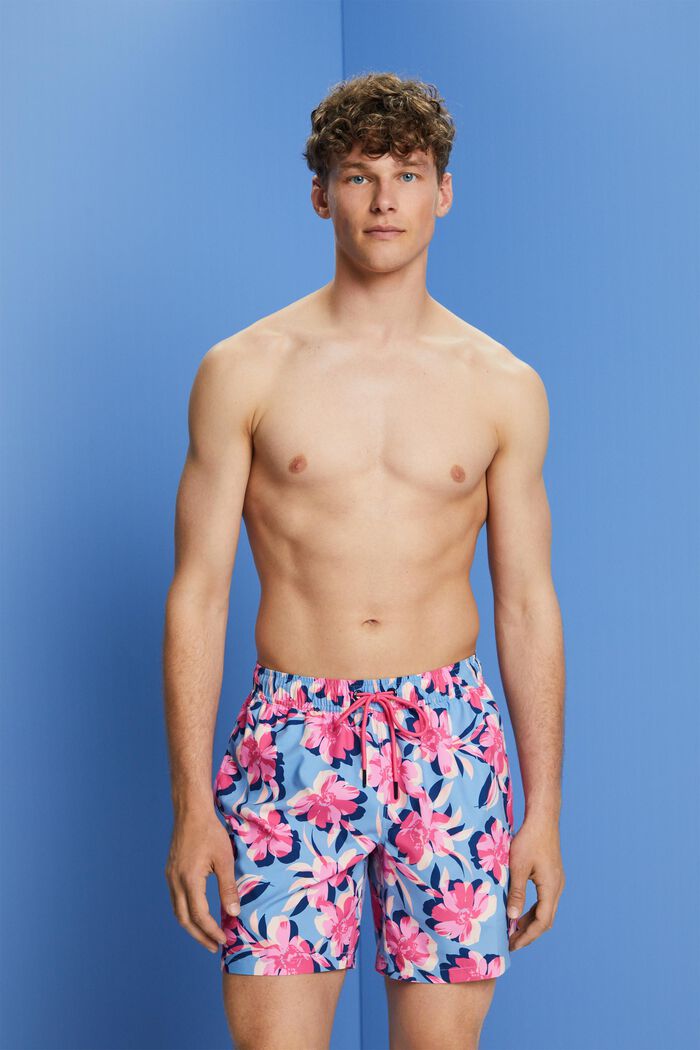 Swimming shorts with all-over pattern, LIGHT BLUE LAVENDER, detail image number 0