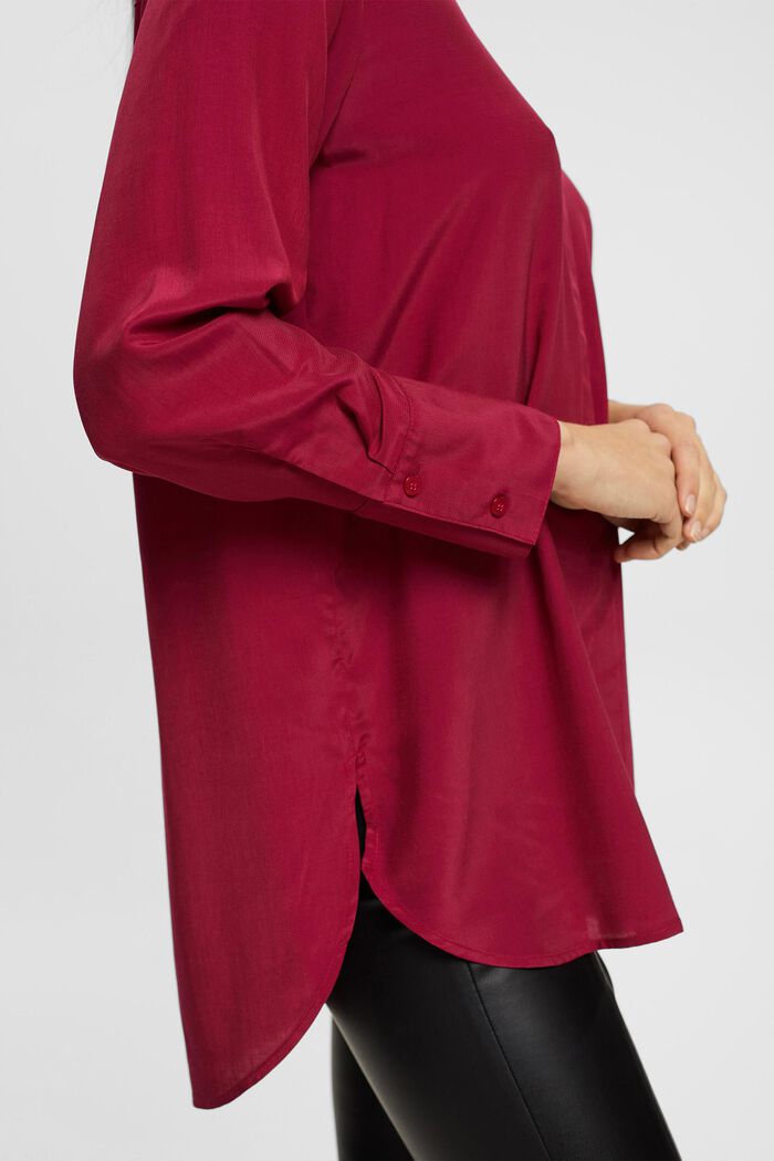 Blouse with banded collar, CHERRY RED, detail image number 4