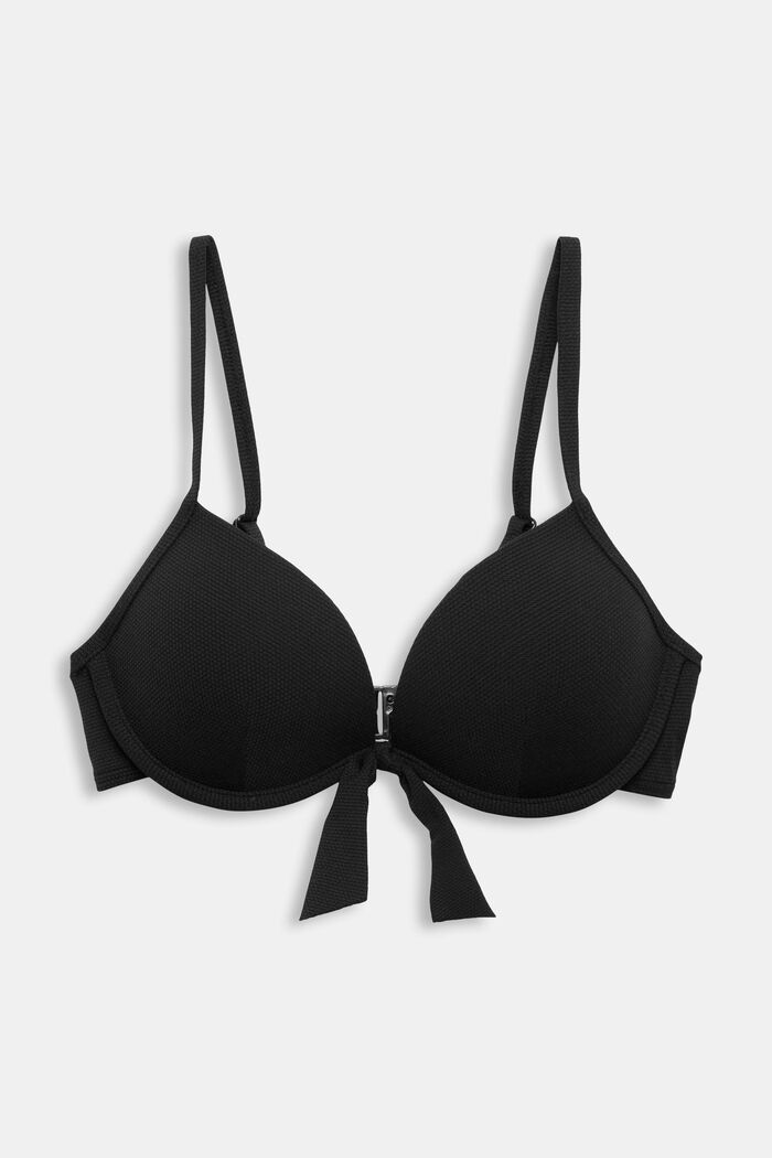 Textured bikini top with knot detail, BLACK, detail image number 4