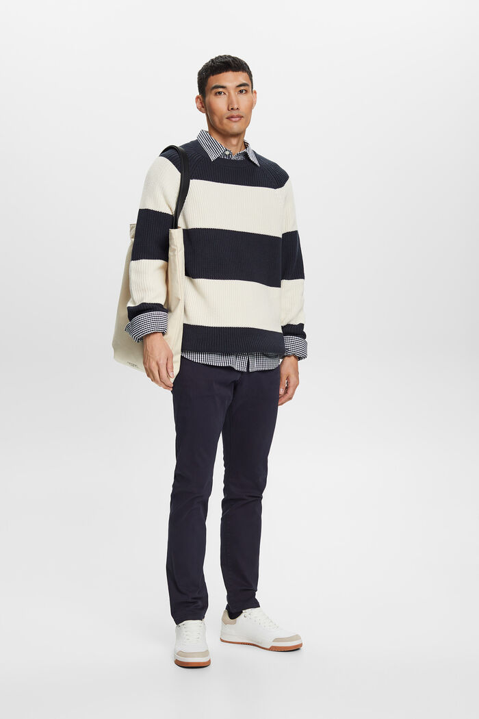 Striped Crewneck Sweater, PETROL BLUE, detail image number 0