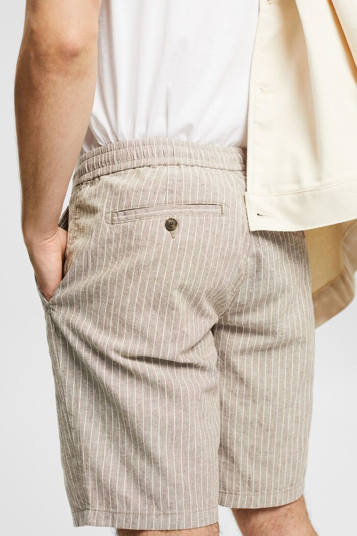 Linen blend: pinstripe shorts, BEIGE, detail image number 5