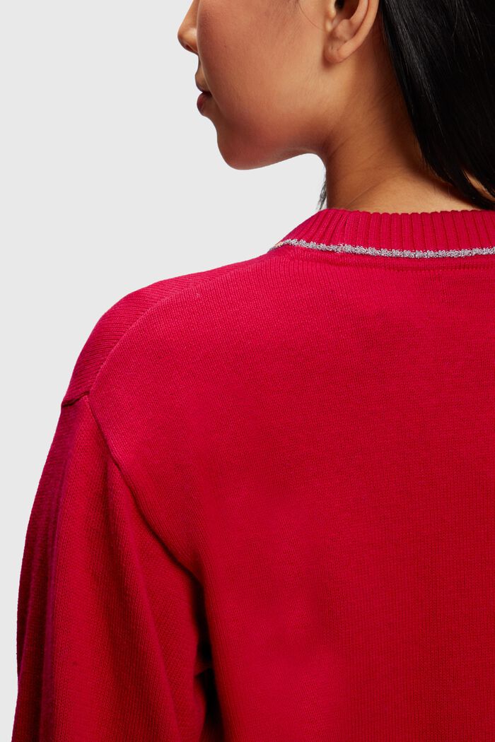 Puffed sleeved jumper with cashmere, RED, detail image number 3