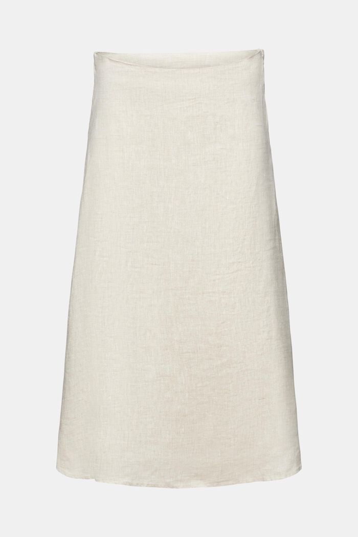 Undyed Linen Midi Skirt, BEIGE, detail image number 7