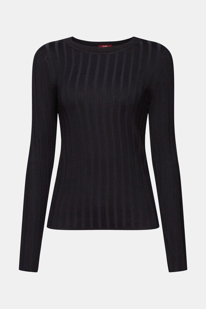 Ribbed-Knit Sweater, BLACK, detail image number 6