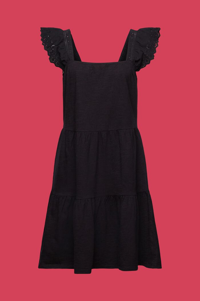 Jersey dress with embroidered lace sleeves, BLACK, detail image number 6